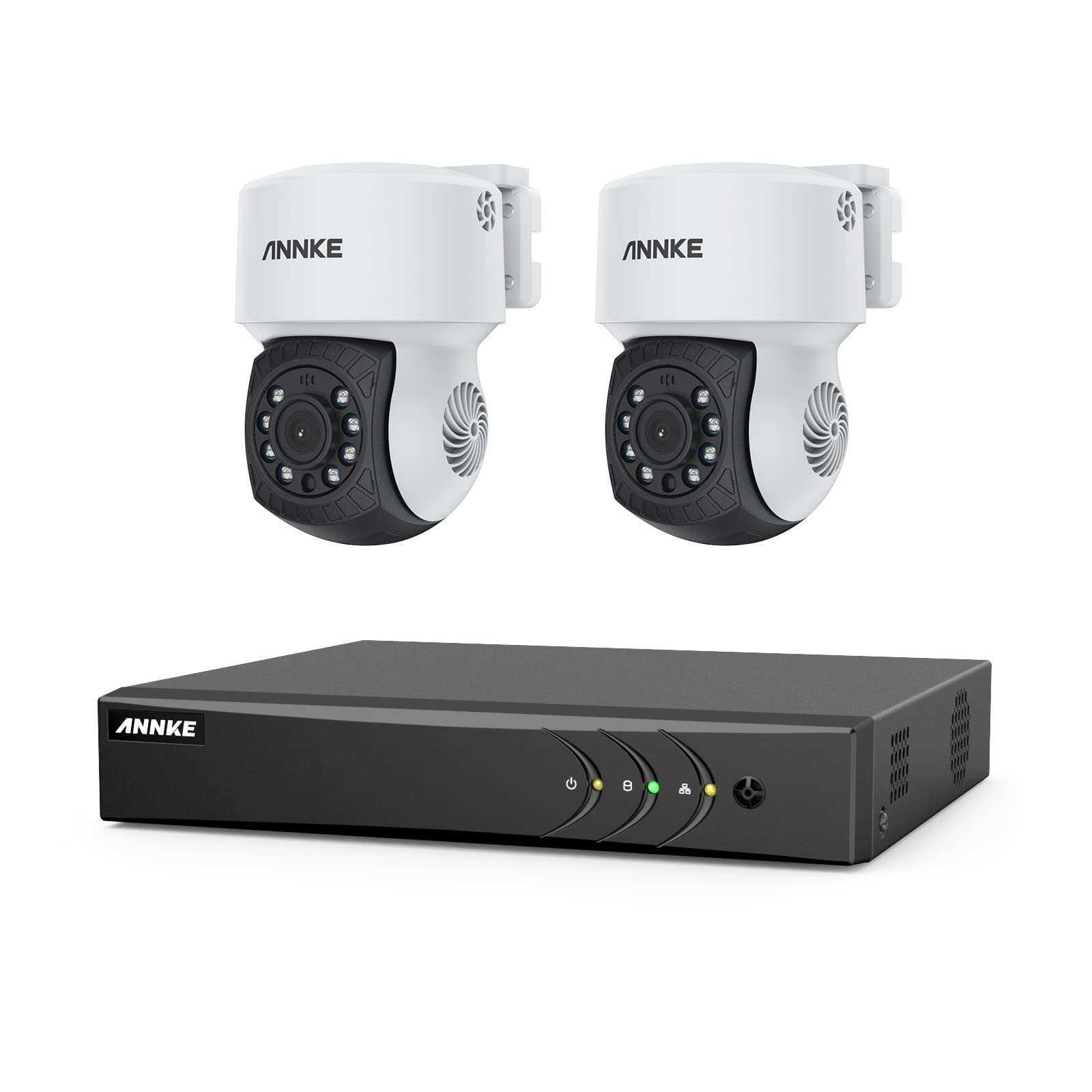 Pan & Tilt, All Is Viewed: An ANNKE camera showing 350 degree pan and 90 degree tilt movement with arrows indicating range.