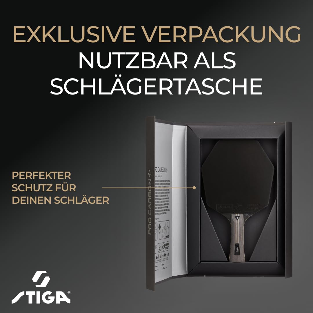 STIGA Pro Carbon+ Cybershape Tischtennisracket, 5-Sterne-Profi-Tischtennisschläger mit sechseckiger Form für Offensive Spieler