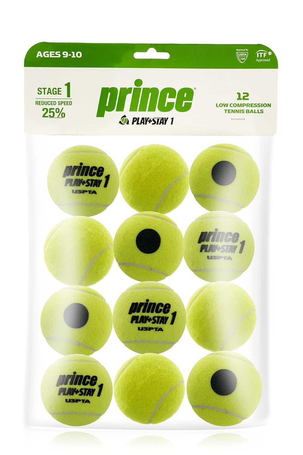 STAG GLOBAL Prince Play+Stay 1 ITF & USTA Approved Low Compression Tennis Ball - Pack of 12 (Yellow) - Suitable for Hard Court Surfaces, Outdoor,Asphalt,Cement Courts and Cricket (B0CLD2HLPL) Amazon Price History, Amazon Price Tracker