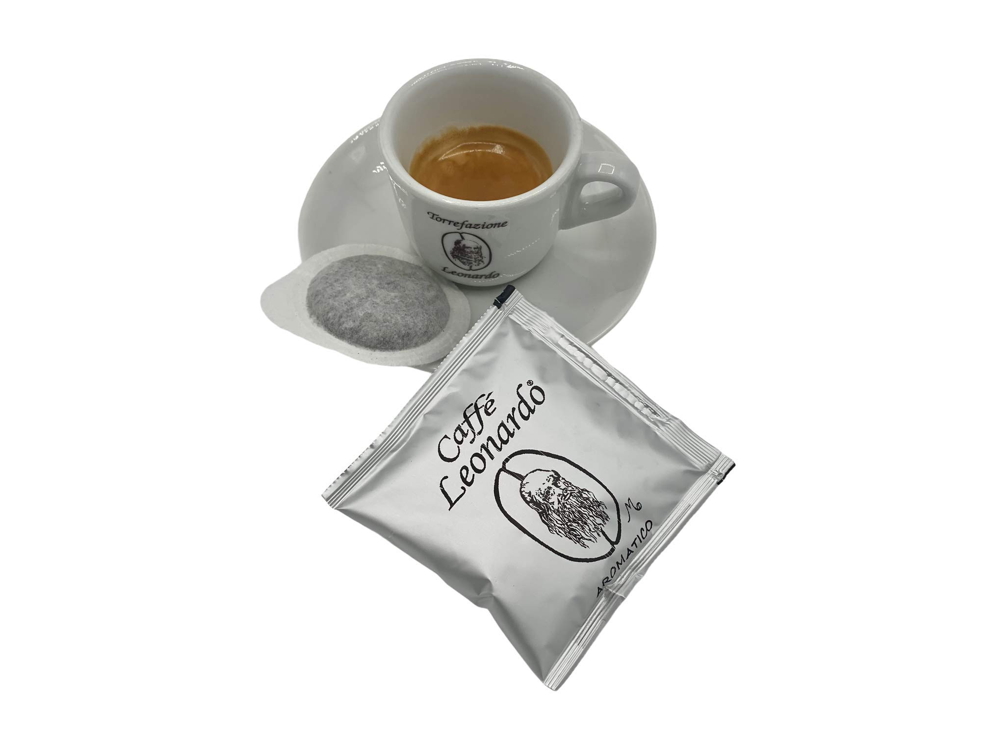 Caffè Leonardo Cialde tostado Artigianale - Lote de 150 cápsulas compatibles E.S.E. dm 44 (mezcla aromática)