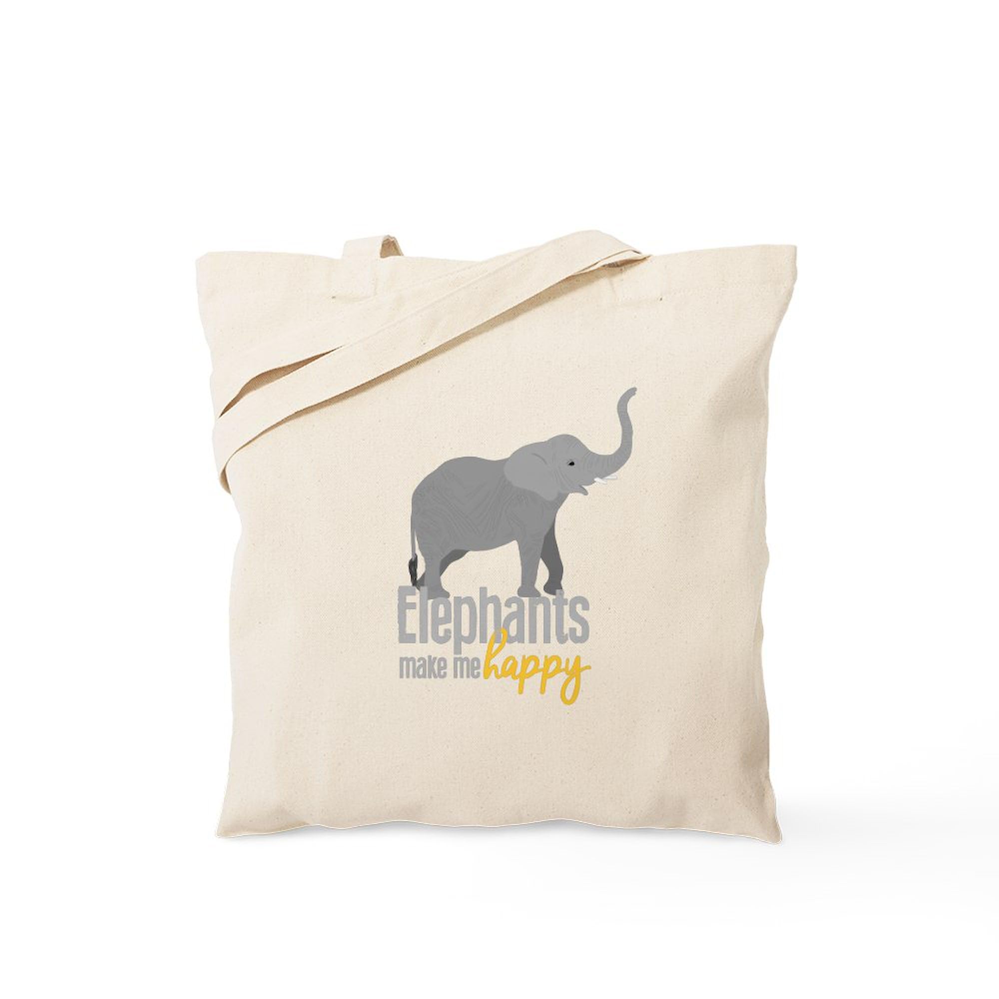 CafePress Elephants Make Me Happy Tote Bag Reusable Natural Beige Canvas Shopping Bag