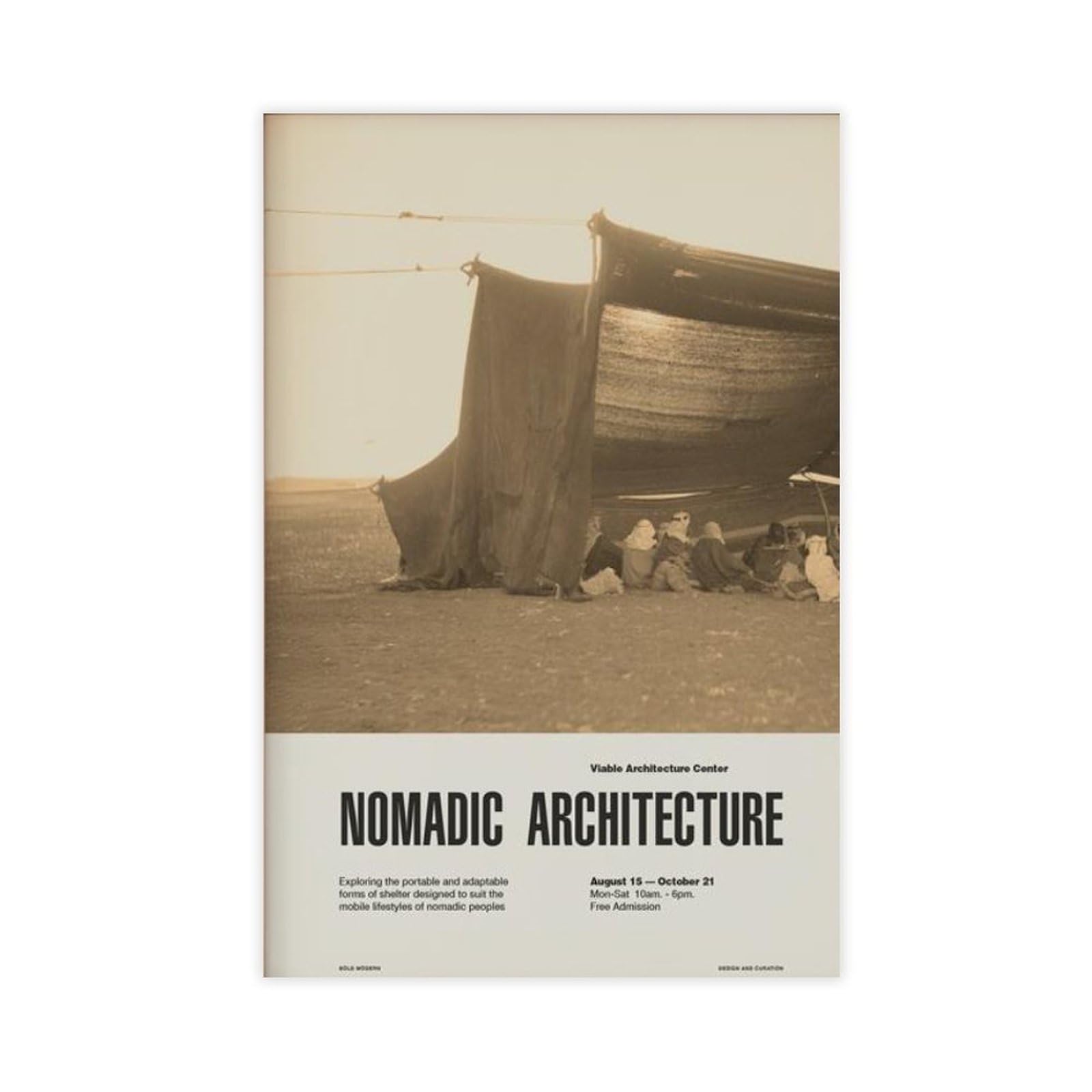 GJtyRFH Nomadic Architecture Bedouin Tent Mid Century Modern Touareg Berber Sahara Canvas Wall Art Posters And Prints Room Aesthetic Bedroom Office Decor 24" L X 36" W