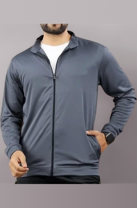 Men Stylish Track Jacket Solid Polyester Sports wear jacket Long Sleeves Full Zip with Pocket Gym, Running