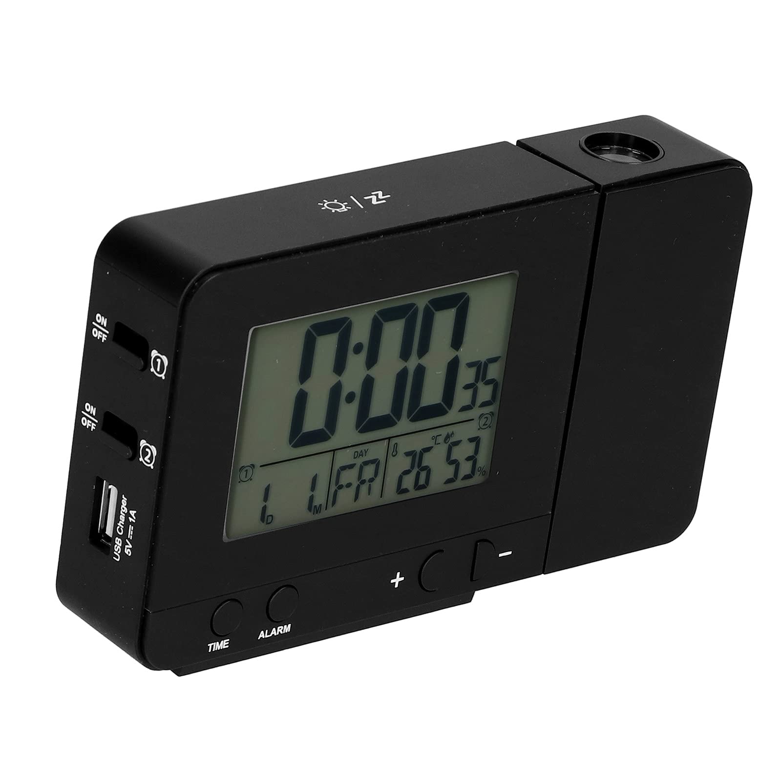 JAOCDOEN Projection Clock, Digital Alarm Clock with Projection,Dual Alarm Clock Function, USB Charging Clock for Home, Bedroom, Living Room, Office, Kitchen
