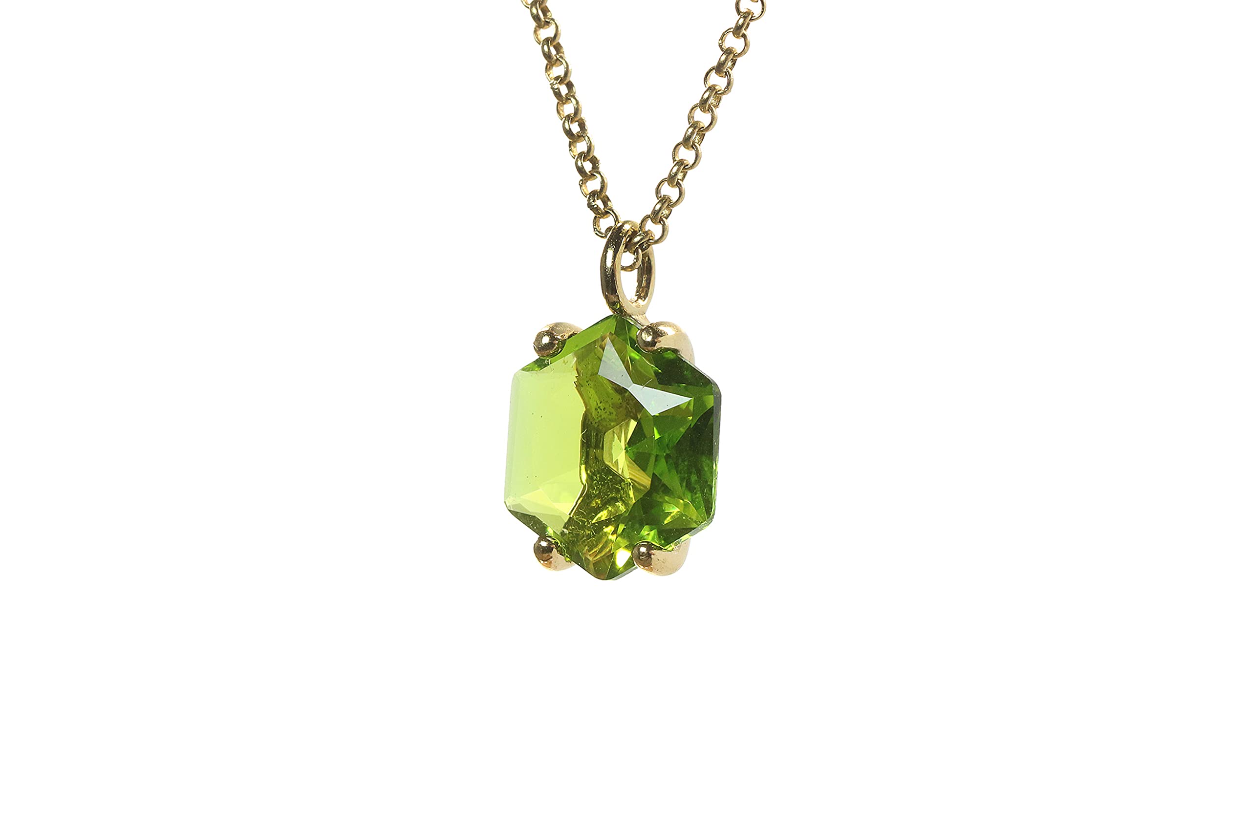 Esagono Peridoto Pendente Collana di Anemone - Collana Personalizzabile Agosto Pietra Nascente - Collane Semplici Artigianali per Donne - Regalo Sposa, Festa, Compleanno, Anniversario per Lei