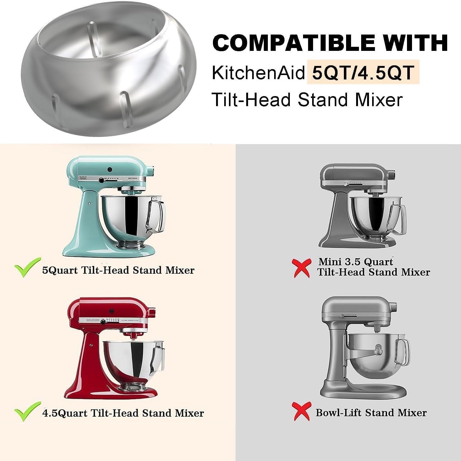 Schokoladenbeschichtungsaufsatz, Standmixer Candy Panning Zubehör, Nuss Obst Zucker Beschichtungstrommel Werkzeug, kompatibel mit 4,5QT 5QT Kippkopf-Mixer für hausgemachte