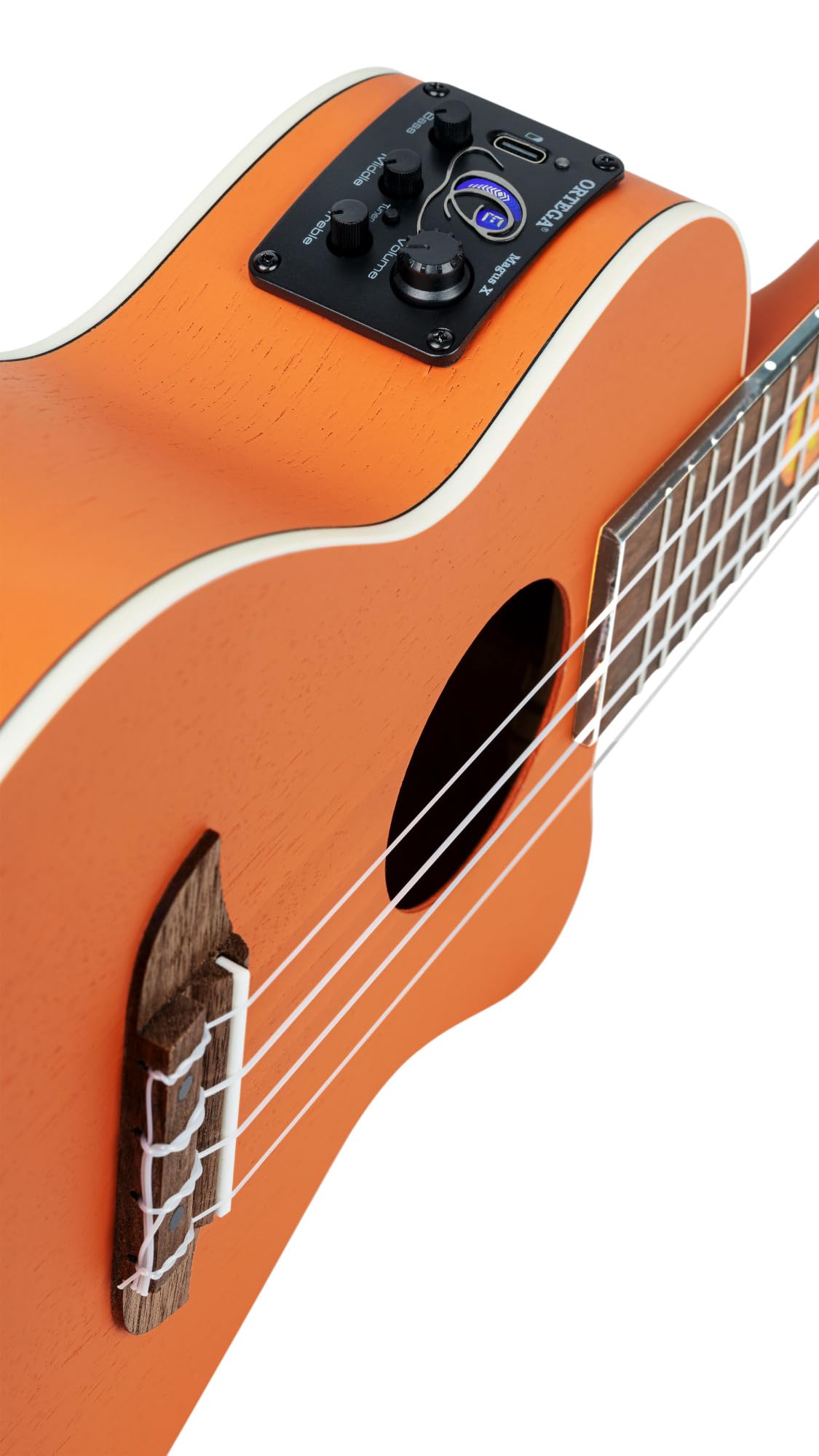 Ortega Guitars Ukulélé Concert Électro-Acoustique – Série Custom Built Halloween Edition – Okoumé, Orange (RUHWCE)