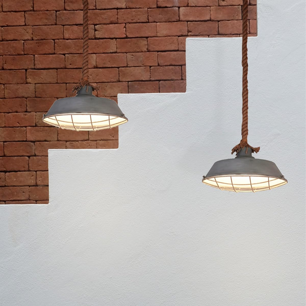 Home Sweet Home Industriale Lampadario Dex | 36/36/120cm | Calcestruzzo | Lampadario a sospensione in corda | E27 | Lampada a sospensione adatta per soggiorno