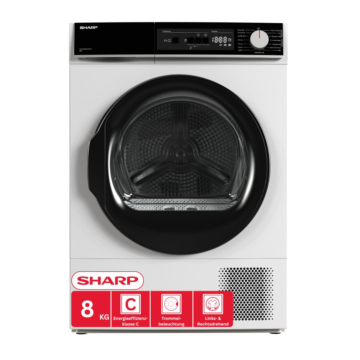 SHARP KD-NHA8G6TW1C-DE Wärmepumpentrockner (8 kg, EEK C), Weiß