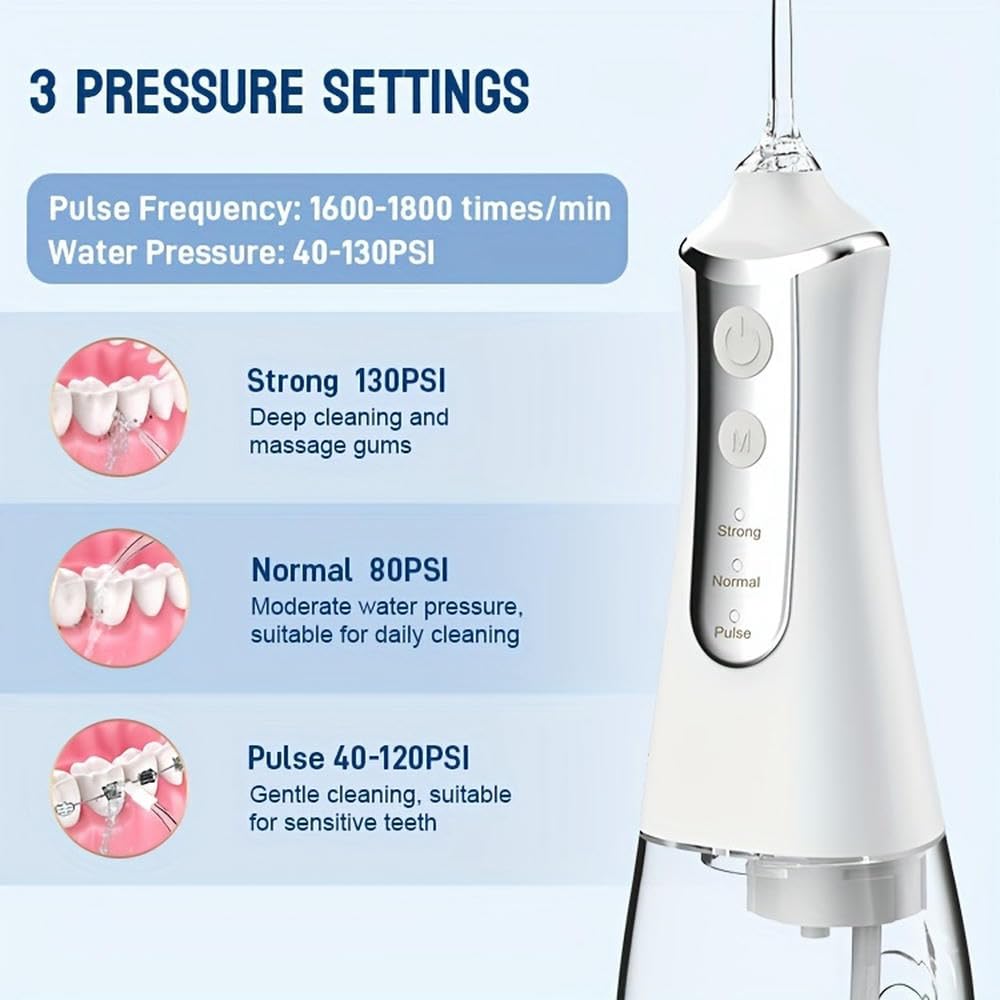 Irrigador bucal portátil Hilo, Recargable y Resistente, Cuidado Protector, Agua Limpia, Hilo Dental de Cuarzo.