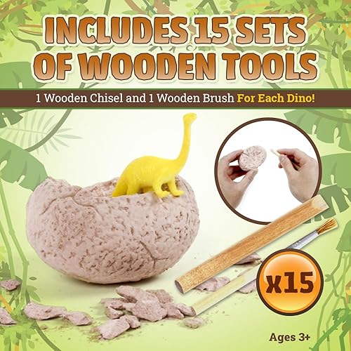 Vista 3 de DinoMax Huevos de dinosaurio para niños, kit educativo de excavación con 15 huevos, juguetes de dinosaurio, huevos de Pascua, tarjetas