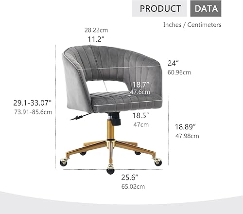 Miniatura 9 de Silla de oficina en casa, silla de escritorio de terciopelo, silla ergonómica ajustable giratoria de 360 grados para el hogar, dormitorio, estudio