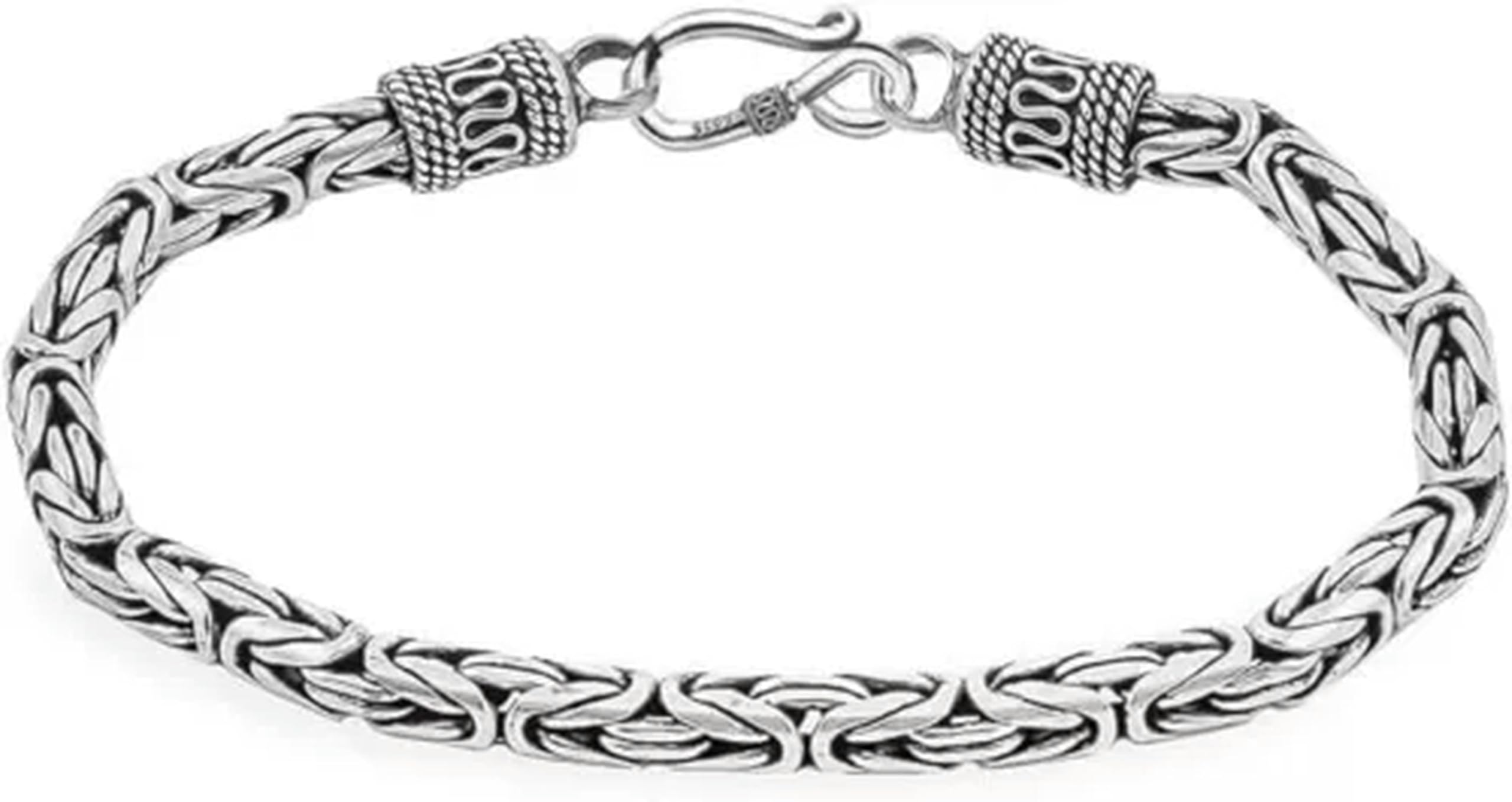 Bracciale a Catena bizantina in Argento 925 ossidato da 6 mm per Uomo e Donna - 20 cm
