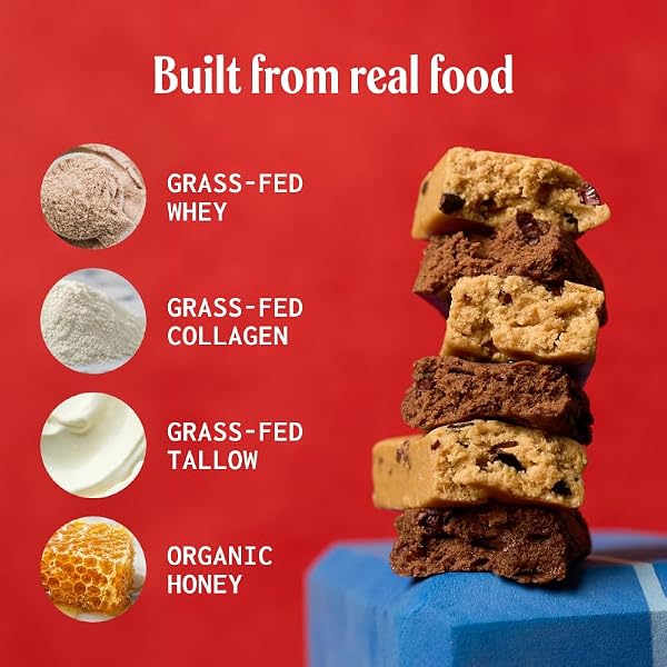 PRIMA Cookie Dough Protein Bar | 21g Grass Fed Whey and Collagen | No Seed Oils, No Preservatives, Raw Honey Sweetened | 7 Pack - 5
