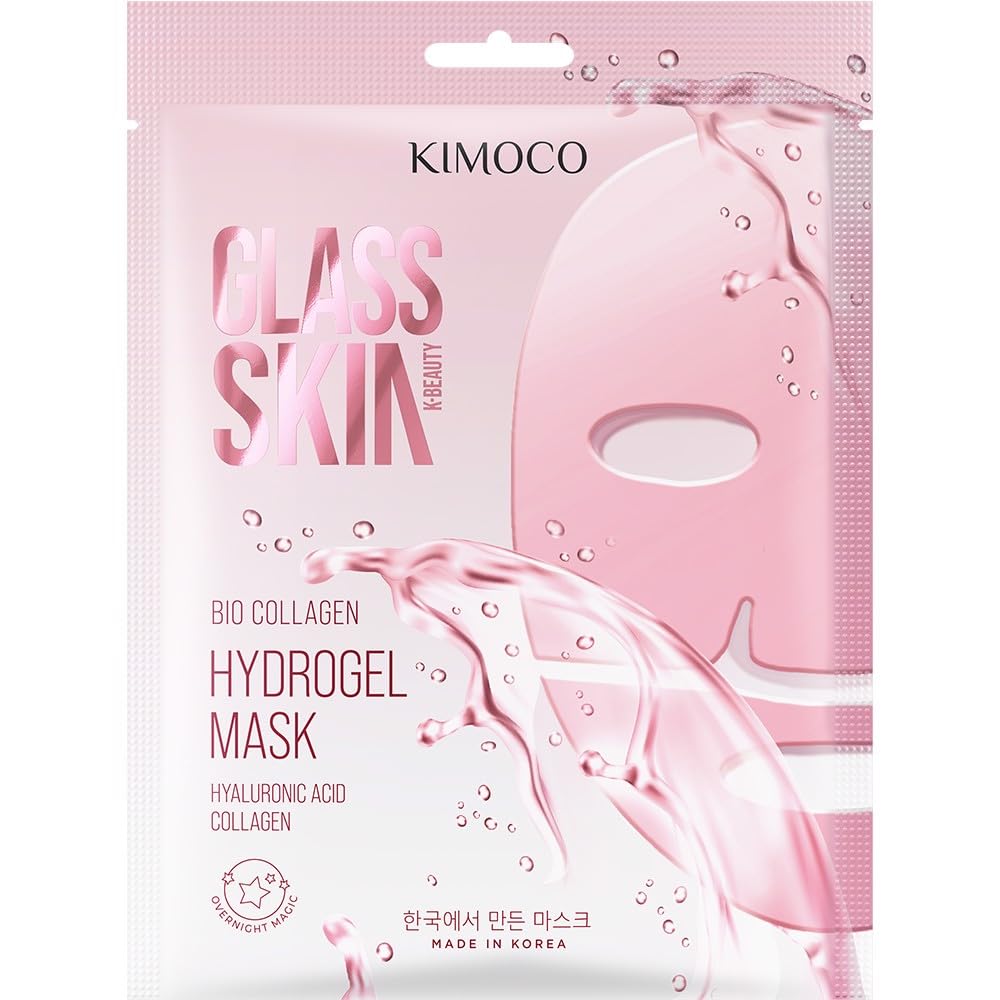 KIMOCO Glass Skin Zestaw 10 Masek Hydrożelowych w Płachcie Krem Aloes SPF50 | Kwas Hialuronowy i Kolagen, Efekt Glass Skin, Ekstrakt z Aloesu, 32 ml na Maskę, K-Beauty