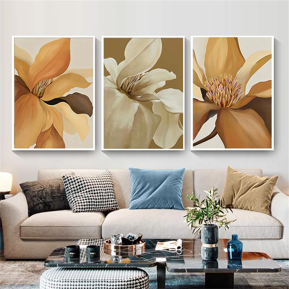 WBYZAC Botanical Posters-Abstract Bud Wall Art Canvas Painting Posters and Prints Canvas Painting Pictures for Home Bedroom Living Kitchen Room Decor-60 * 70cm*3PCS (No Frame)
