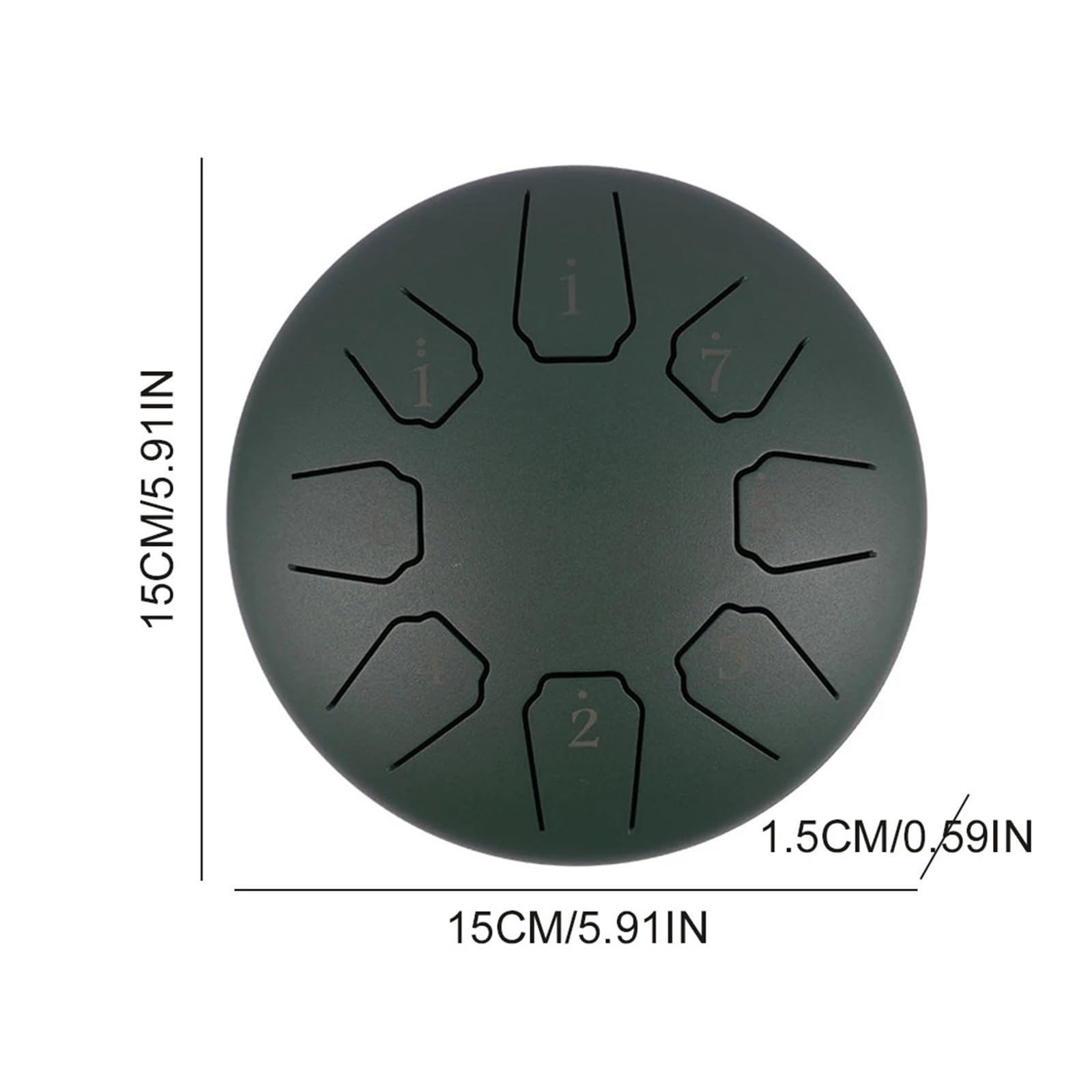 Steel Tongue Drum, Tambour à langue en acier de 6 pouces à 8 notes avec sac et maillets, carillon de pluie à main(Retro Green)