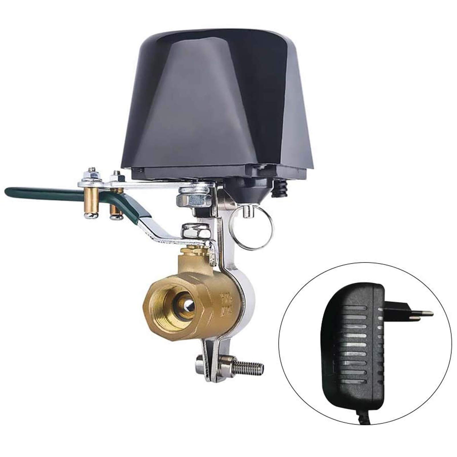 Valve d'eau/gaz compatible avec Alexa/Google Assistant, Wi-Fi télécommande, vanne de contrôle automatisation pour régulateur d'eau gaz, poignée de valve 4 points 1/2