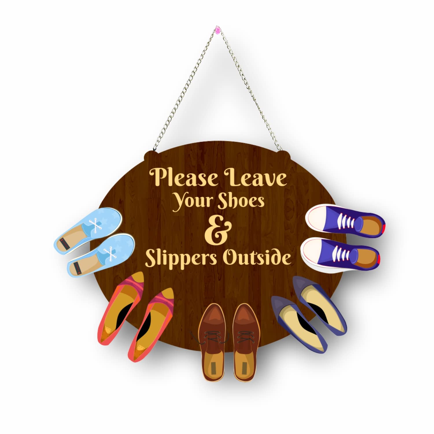 Nupurs Gift - Please Remove Your Shoes Outside Design for Outside Wall Hanging for Home, Offices, Restaurants, Shops. (Multicoloured)