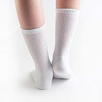 Vista 3 de Doc Ortho Calcetines de algodón para diabéticos de ajuste holgado para hombres y mujeres, 3 pares, cuello redondo