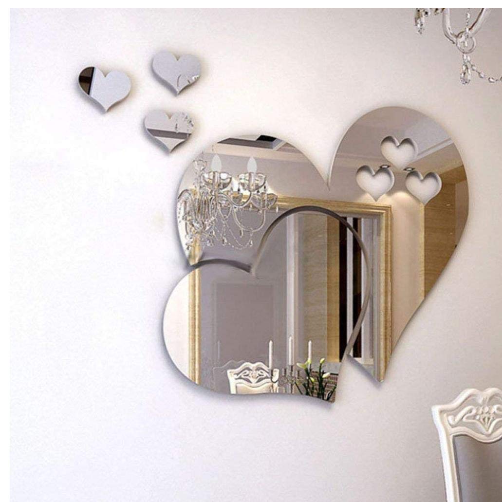 Bontand Heart Shape Mirror Wall Sticker 3D Art Wall Decal Removable Mirror Wall Sticker For Living Room Art Decal Decoration