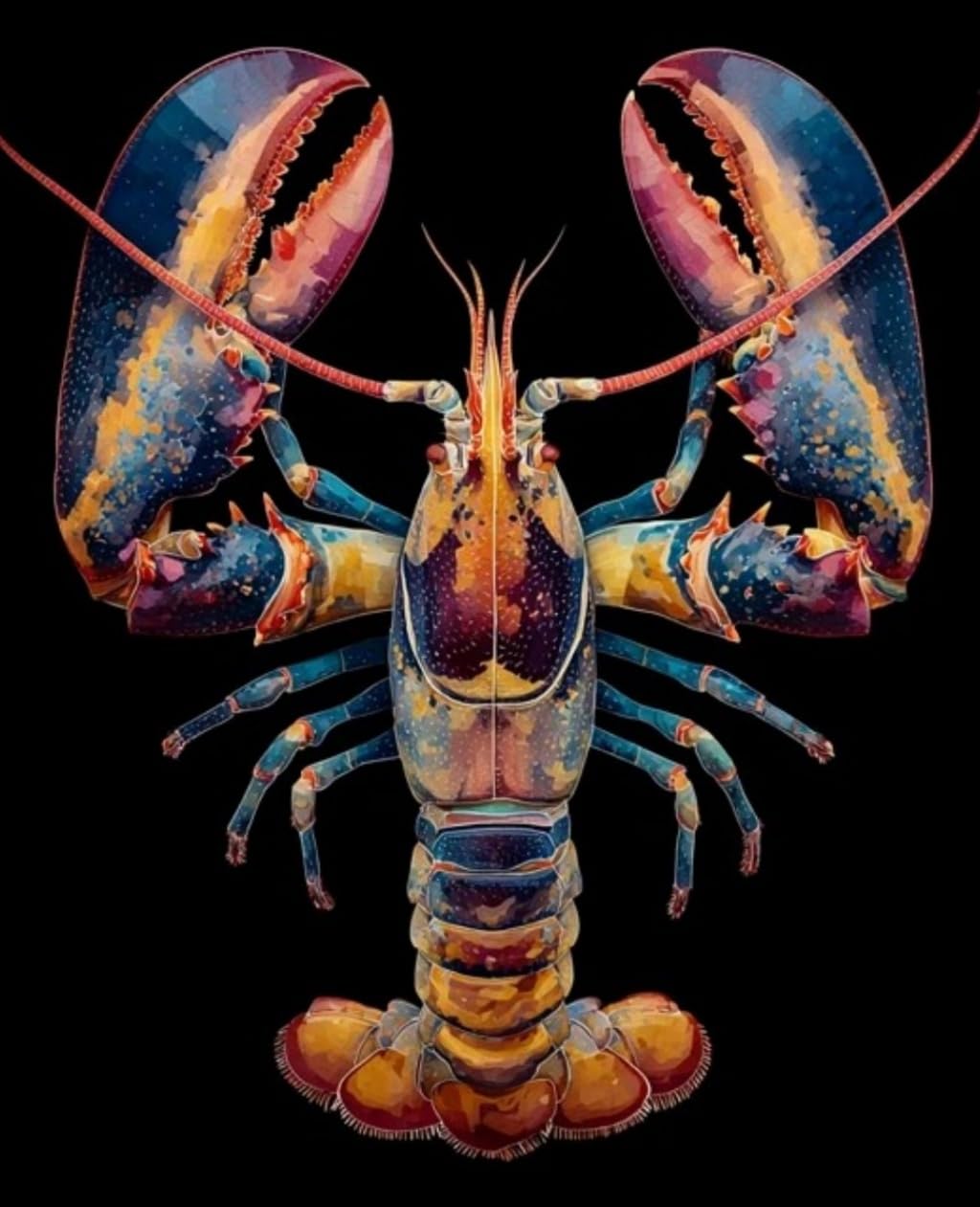 WANGWANGMIAO Paint by Numbers for Adult (Colored Lobster Dark) DIY Canvas Oil Painting Kit for Kid with Paintbrushes Acrylic Pigment Drawing Paintwork Gifts 16x20inch，with Frame
