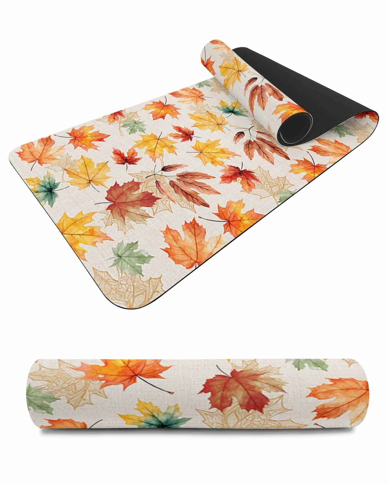 Debedcor Heat Proof Table Pads Waterproof Decorative, Fall Maple Leaf Non-Slip Table Countertop Protector, Watercolor Botanical Maple Burlap Insulation Mat for Kitchen Room, 40 x 12 Inches