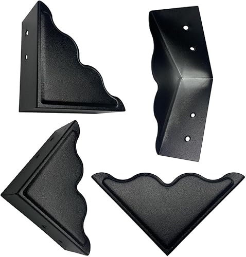 Miniatura 3 de Juego de 4 protectores de esquina de metal grandes de 3.7 x 3.7 x 1.5 pulgadas, protector de esquina decorativo negro para mesas de muebles de