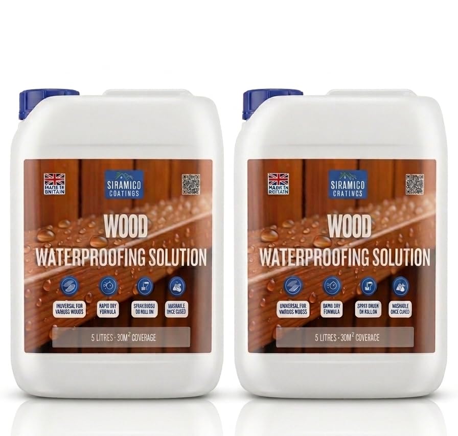 Wood Waterproofing Solution I 5 litres I Clear Invisible Finish for Wood Preserving of Fences, Decking, Sheds and Furniture (Double (2 x 5L))