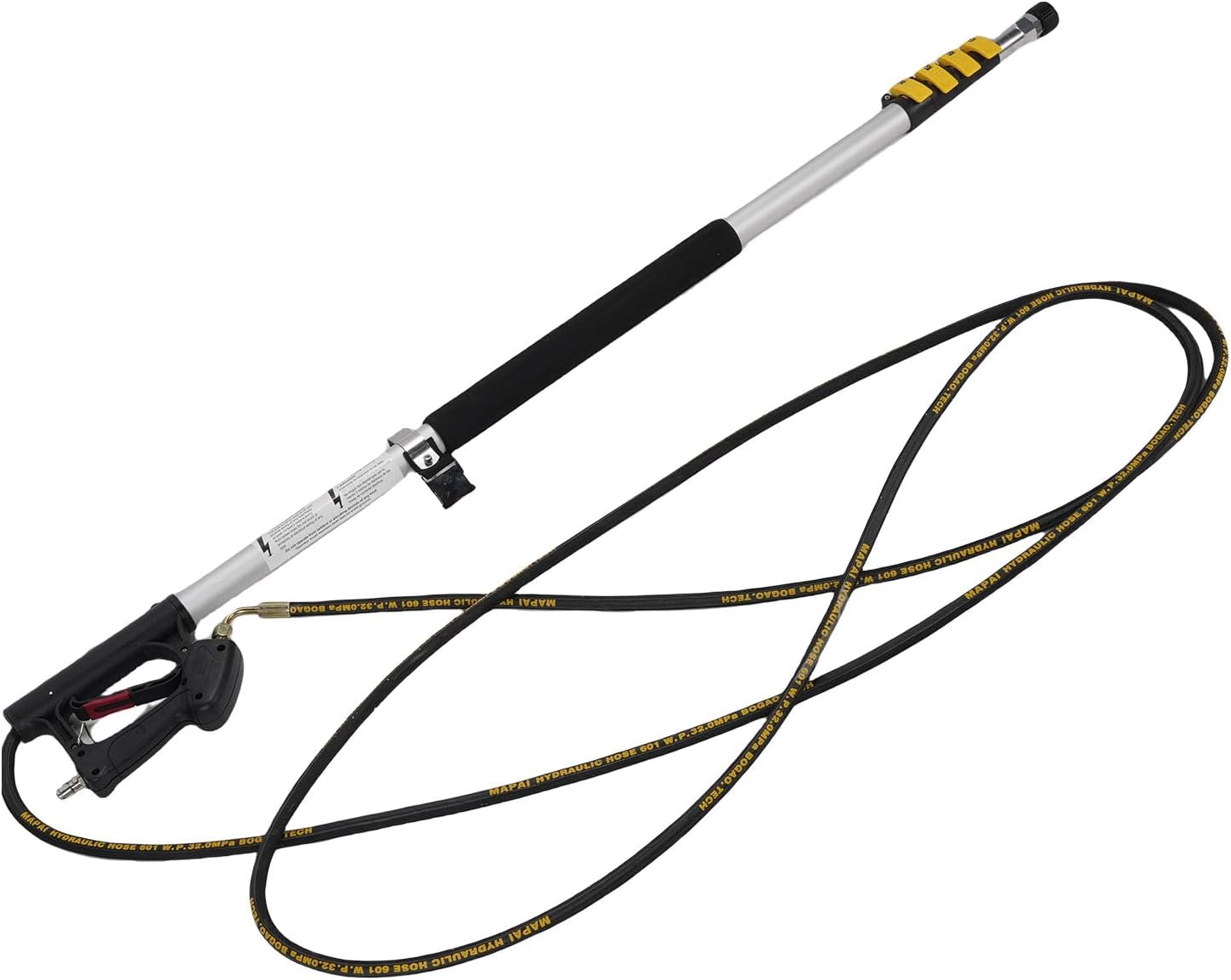 Fafeicy 24FT Telescoping Pressure Washer Wand, Stainless Steel Power Washer Extension Wand, 7 Nozzle Tips, 3 Adapters, Support Belt, for M22 High Pressure Cleaners