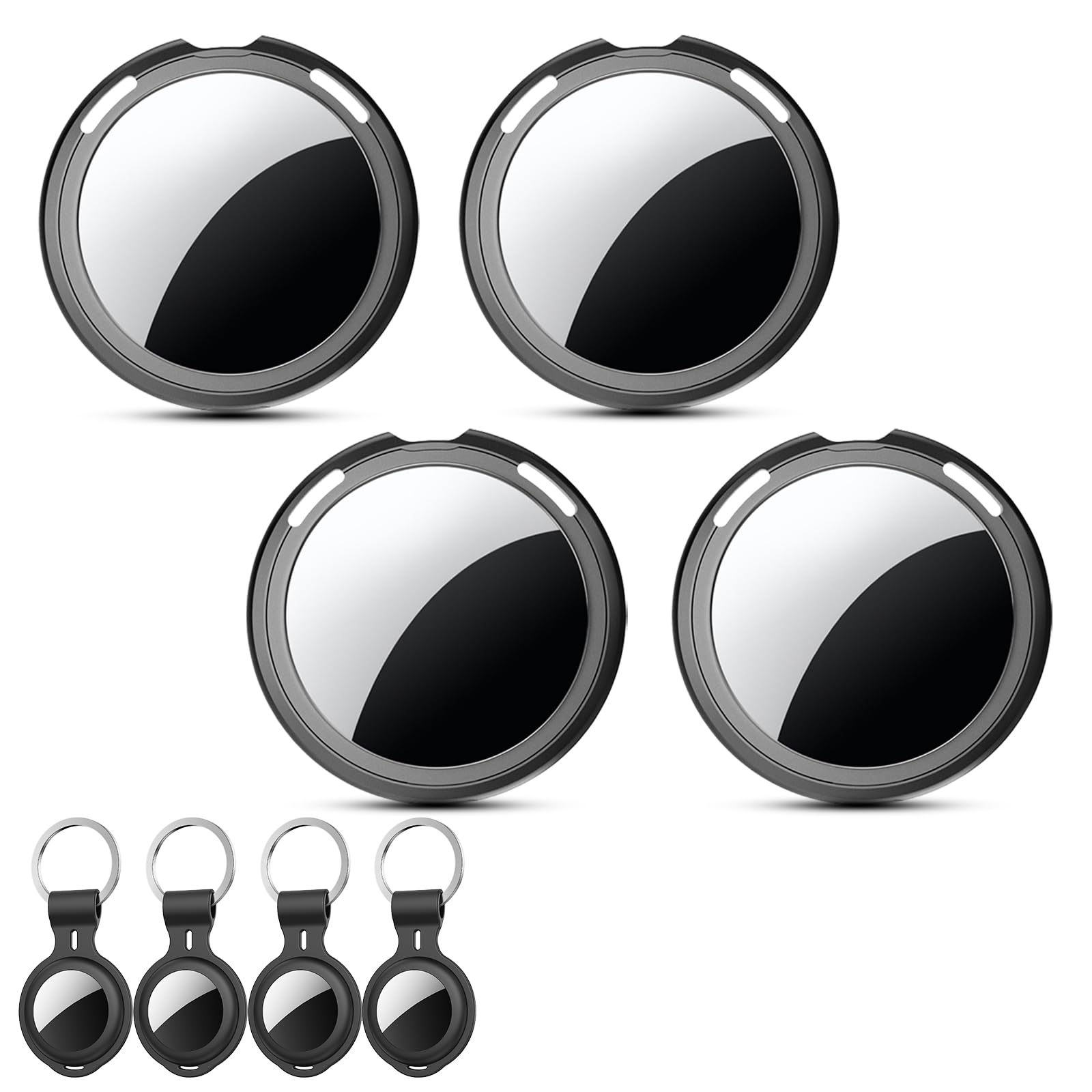 4er Pack Air Tracker Smart Tag Schlüsselfinder [Apple MFi-zertifiziert] Kompatibel mit Apple Wo ist Bluetooth wasserdicht Schlüssel Geldbörse Koffer Gepäck Haustier ohne Abo weltweite Ortung (Nur iOS)