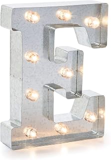 Darice 5915-706 Silver Metal Marquee Letter – E-9.87” Tall, Galvanized Finish