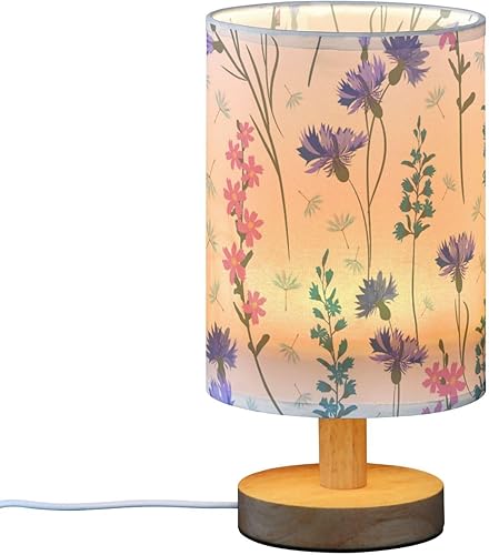FRODOTGV Table Lamps Table Top Lamps Cylinder Fieldflowers Herbs Table Lamps for Girls College Dorm