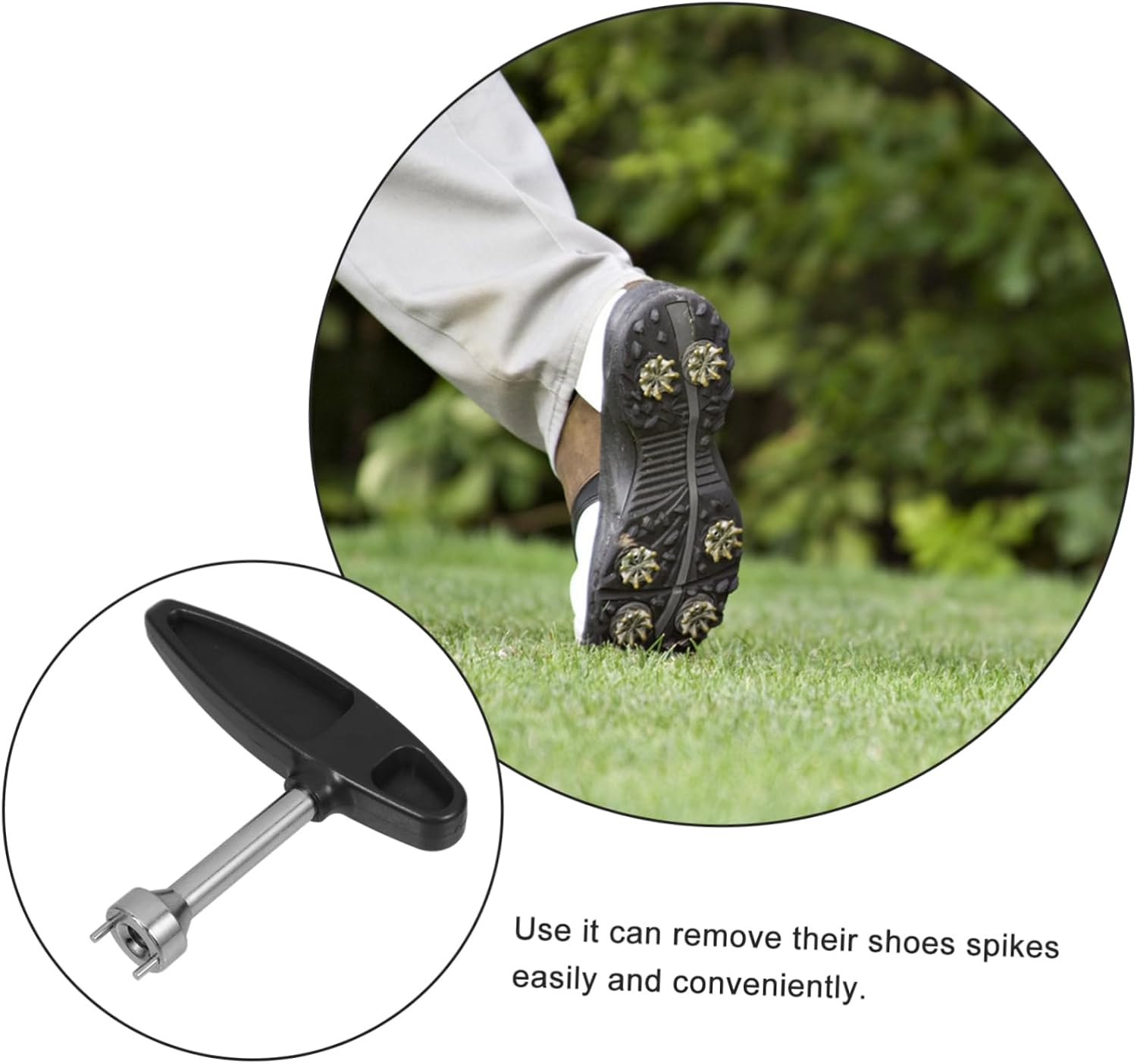 Gearless Spike Wrench for Golf Shoes Comfortable Plastic Handle Removal Tool Long Pegs for Convenient Use Black