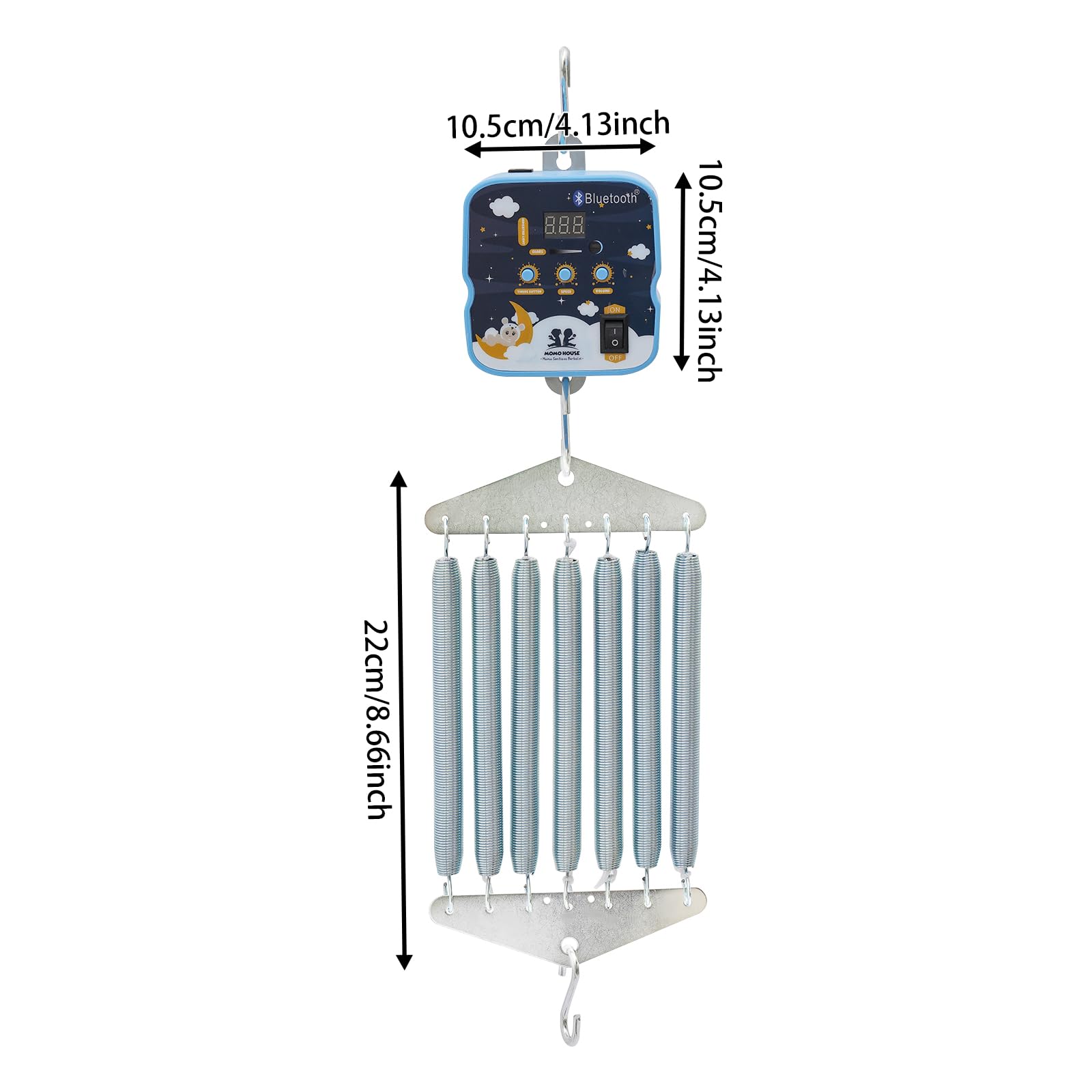 Cuna eléctrica de plumas para bebé, capacidad de carga de 19 kg, 7 muelles, columpio eléctrico para bebé, control de 9 velocidades, 6 temporizadores, controlador de cuna para bebé