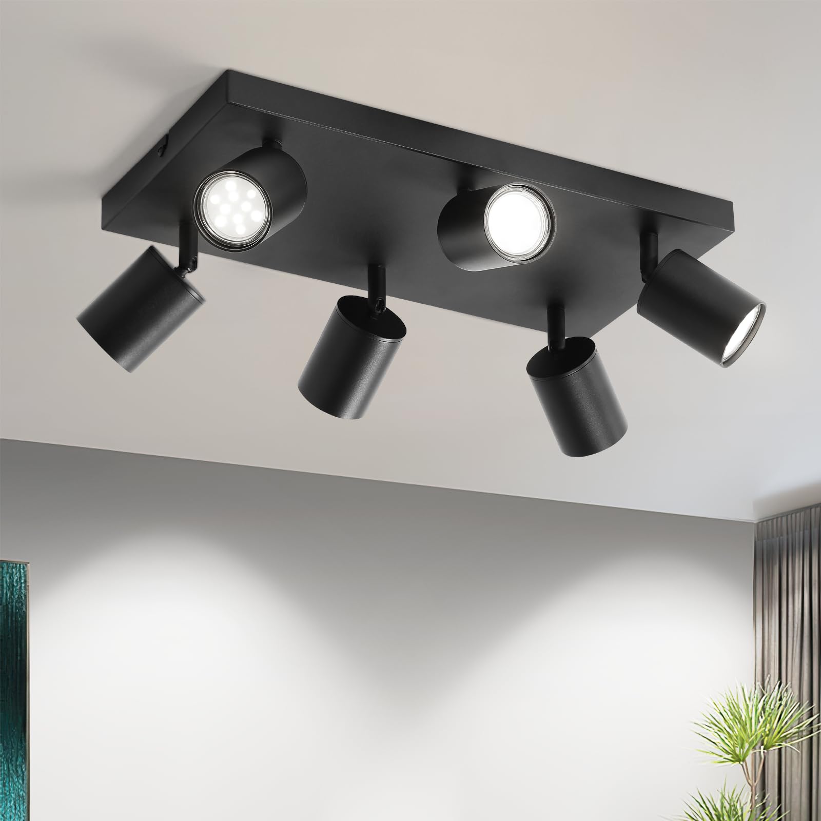 Homefire LED Deckenlampe 6 Flammig Deckenstrahler - 350° Schwenkbar Strahler GU10 Deckenleuchte Weiß flurlampe Spots Innen Deckenspot für Wohnzimmer Küche Schlafzimmer Ohne Leuchtmittel