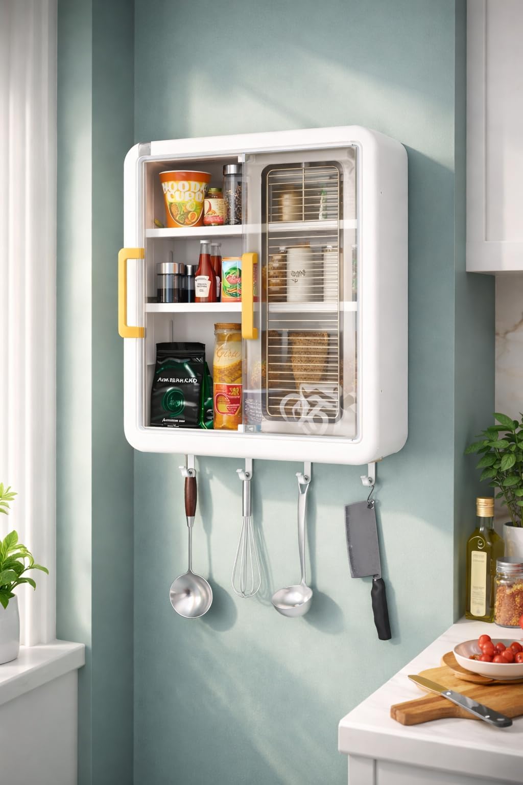 VIPEK 3-Layer No-Drill Storage Organizer – Stylish Kitchen Spice Rack/Organiser with Doors/Durable Space-Saving Storage Shelving Portable Closet, White