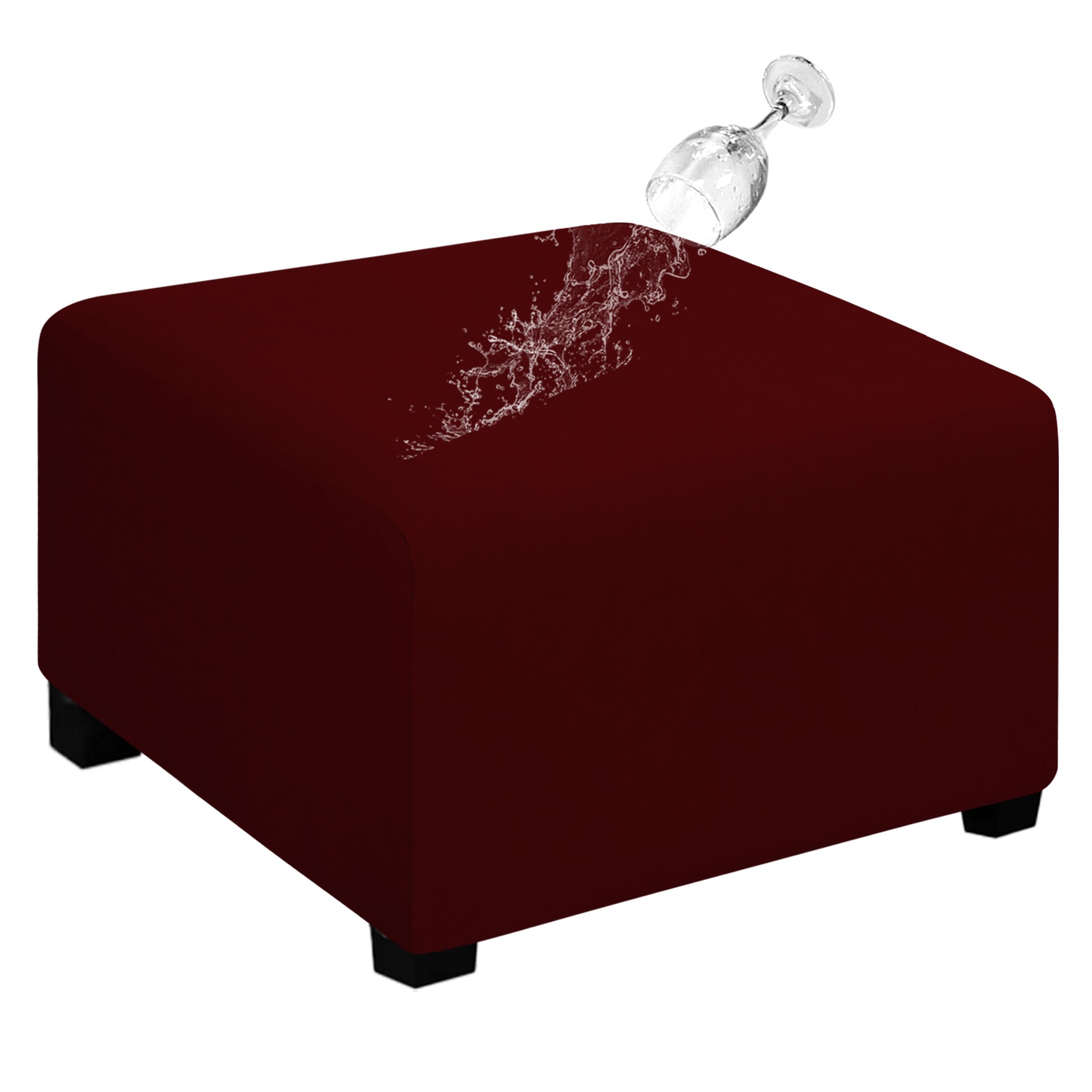 Easy-Going Waterproof Stretch 40x40x15inch Square Ottoman Cover Footstool