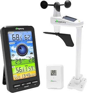 Urageuxy Wireless WiFi Weather Station with Anemometer, Solar Wind Speed/Direction, Indoor/Outdoor Thermometer Hygrometer