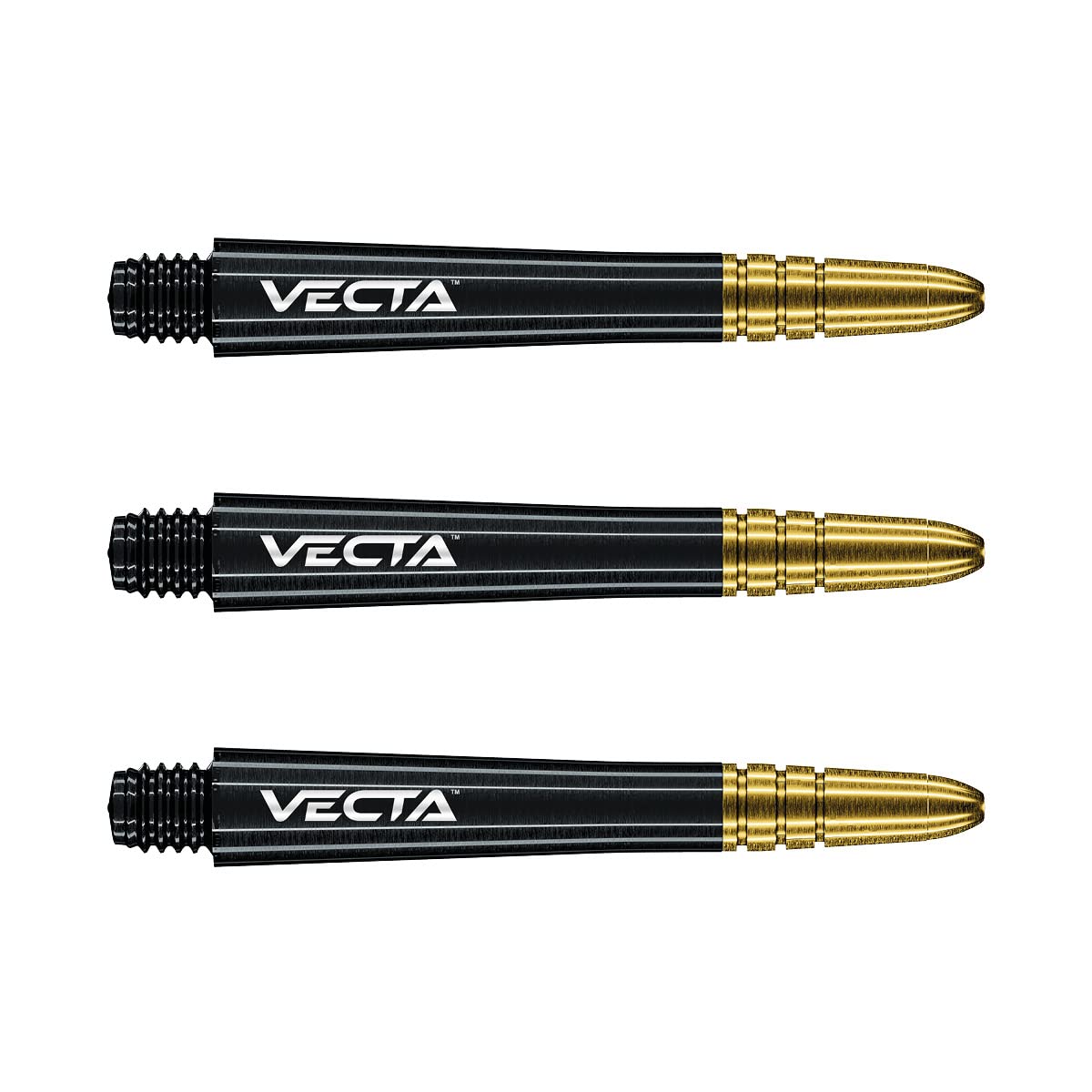 Aste Per Freccette WINMAU Vecta In Policarbonato - 3 Steli Corti Gialli/Neri, Resistenti, Aerodinamiche, Filettatura 2BA, Per Voli Winmau E Red Dragon