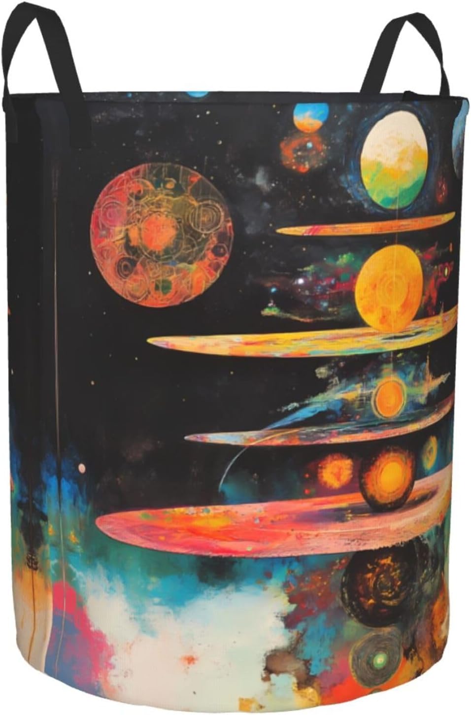 Cosmic Balance Round Single-layer Laundry Basket, Portable Storage Laundry Basket, Bedroom Clothes Storage Basket with Handle