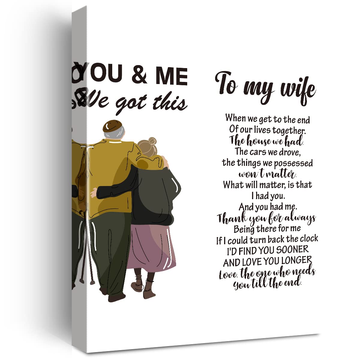 Photo 1 of 2 PACK OEWD Romantic to My Wife When We Get to the End Watercolour Canvas Wall Art Poster Print Gift, Best Wife Painting Ready to Hang Home Decor (11.5" x 15")