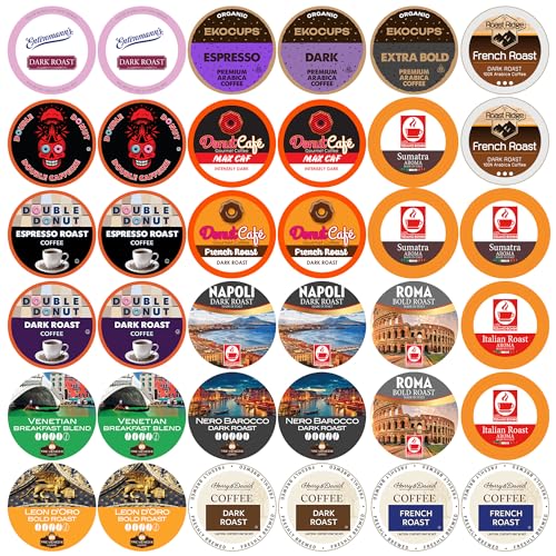 Perfect Samplers Dark Roast Coffee Pod Variety Pack - Pack for Keurig K Cups Coffee Makers, Bold 36 Count