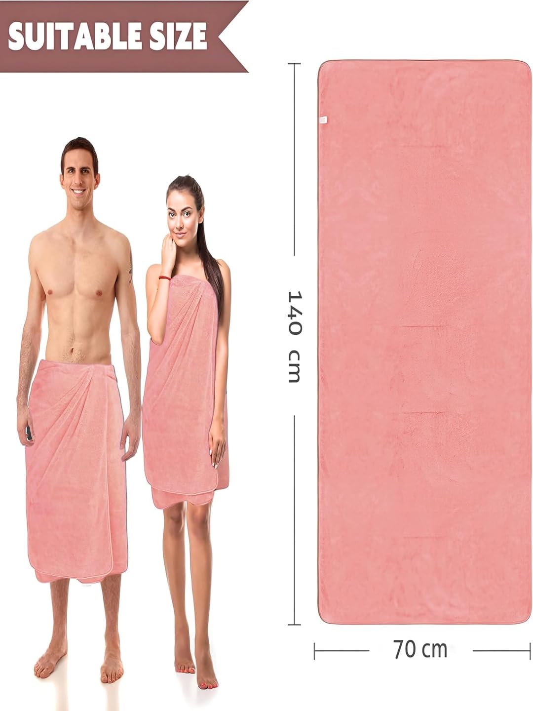 Peach Microfiber Bath Towel - Ultra Soft & Absorbent -5
