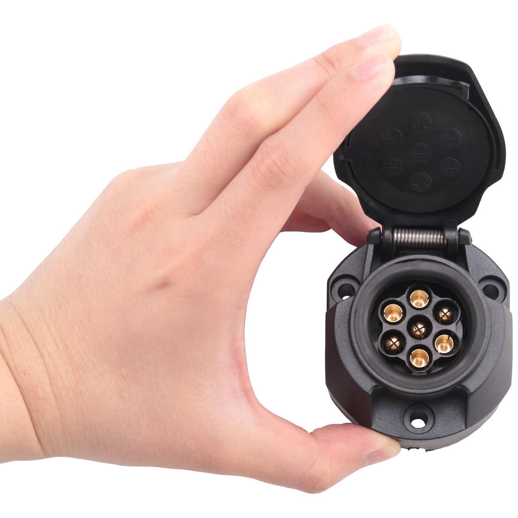 6 x 7-biegunowe europejskie gniazdo przyczepowe + wtyczka adapter do przyczepy, sprzęgło do samochodu, przyczepy kempingowej, ciężarówki, łodzi, przyczepy kempingowej, adapter sygnału