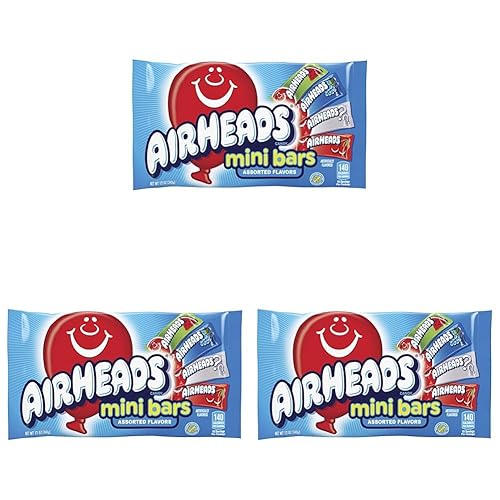Airheads Candy, Variety Bag, Individually Wrapped Assorted Fruit Mini Bars, Party, Non Melting, 12oz (1 Bag) (Pack of 3) - Mixed-Fruit - 12 Ounce (Pack of 3)