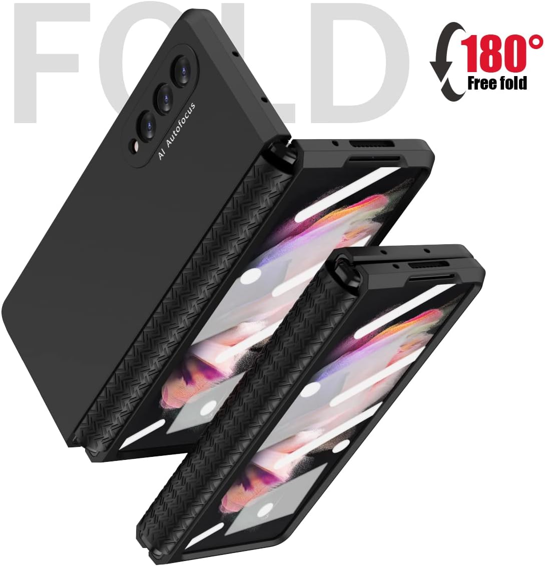Custom Name Case Compatible with Samsung Galaxy Z Fold 3 5G,Customized Personalized Text with Hinge Protection Case Cover Black