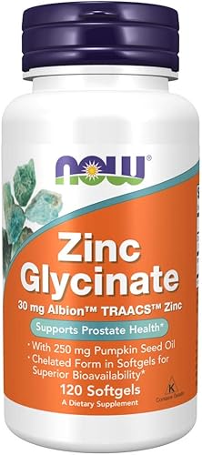 Miniatura 8 de NOW Suplementos glicinato de zinc con 250 mg de aceite de semillas de calabaza apoya la salud de la próstata 120 cápsulas blandas el embalaje puede