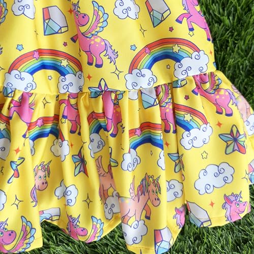 Image of Stanwells Kids Baby Girls Off-White Animal Print Cotton Rayon Knee-Length Frock | Sleeveless Summer Dress with Lion Print & Flared Back Zipper (6 Months-7 Years)