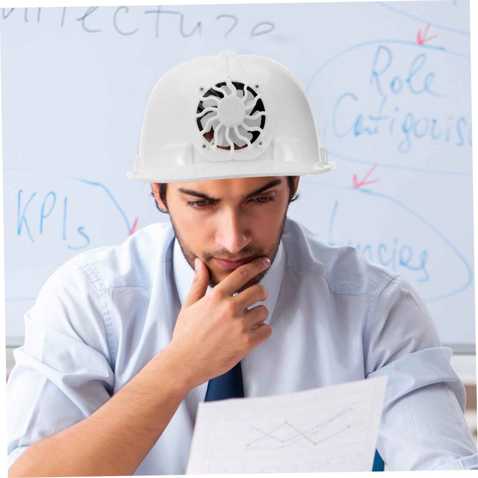 Ipetboom Sicurezza con Ventilatore Solare Integrato Protezione Antiurto e Solare Traspirante per Lavoro Esterno Raffreddamento per Comfort
